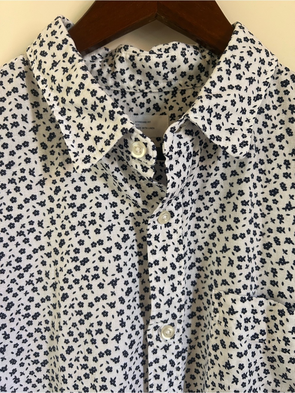 GAP Men’s Cotton Linen Blend Floral Print Short Sleeve Shirt Sz L